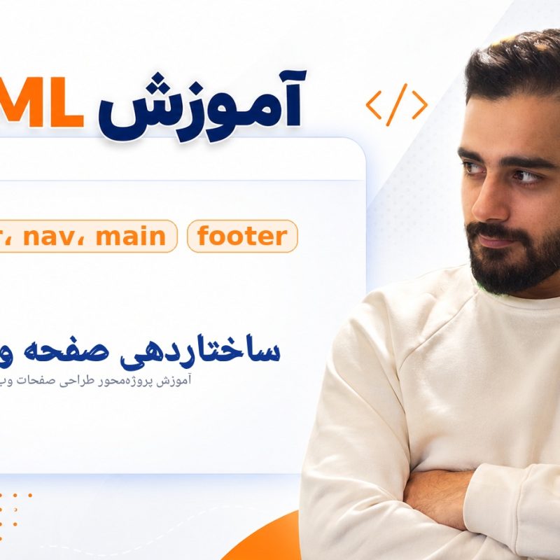 ساختاردهی صفحه وب با header، nav، main و footer